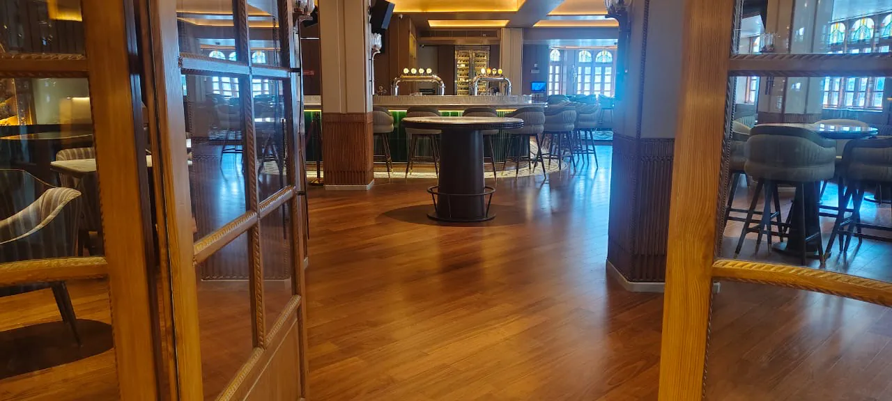 Luxury Coffee Bar — Solid Wood, straight-lay, MG Road, 900 sq ft — flooring by Rebel Walls & Floors