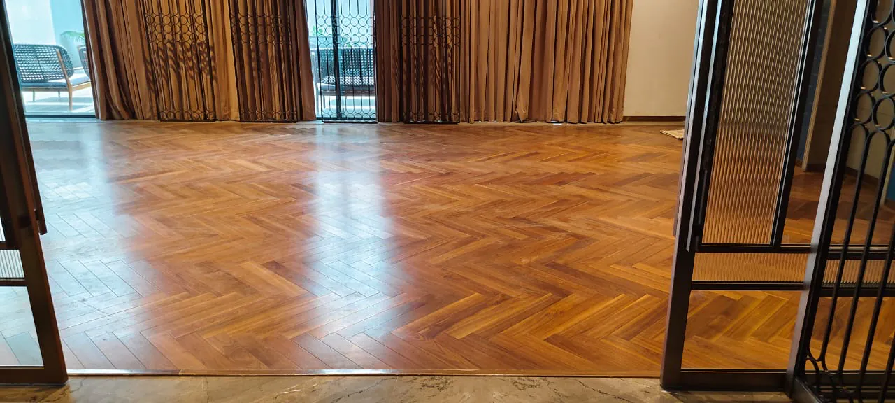 The Commons — Engineered Wood, herringbone, Mahadevapura, 400 sq ft — flooring by Rebel Walls & Floors